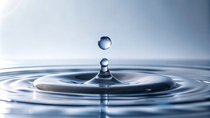 Water droplets on a white surface dripping slowly, water drop, wet surface, physics in action, liquid