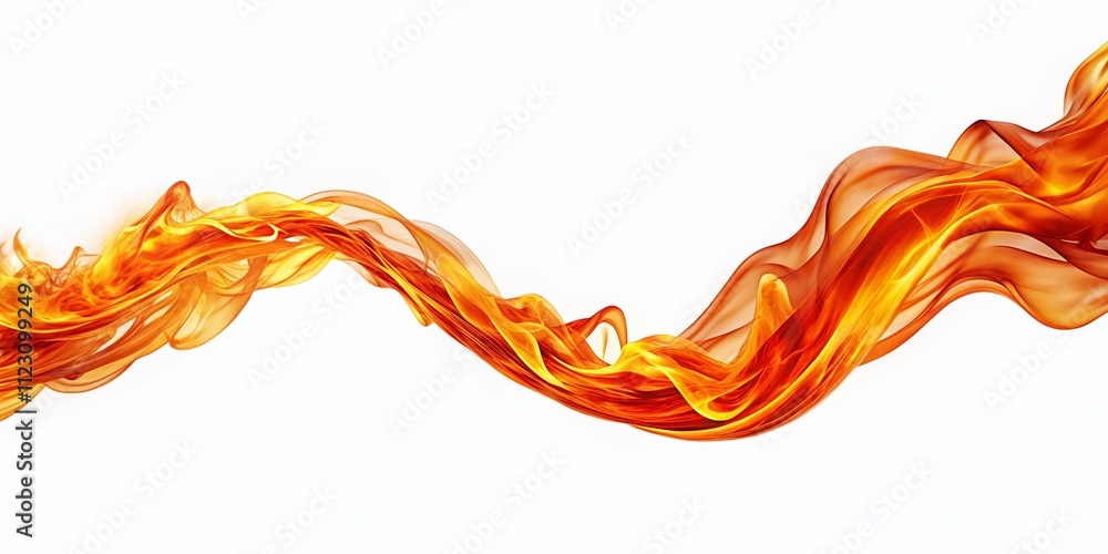 Poster surreal fire stripe isolated on white background: a bold abstract representation of energy and motio