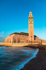 Obraz premium Hassan II Mosque, a mosque in Casablanca, Morocco. It is the largest functioning mosque in Africa and is the 7th largest in the world.