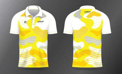 yellow polo shirt mockup template design for badminton jersey, tennis, soccer, football or sport uniform