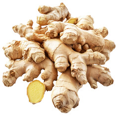 Fototapeta premium Fresh Ginger Root on Transparent Background