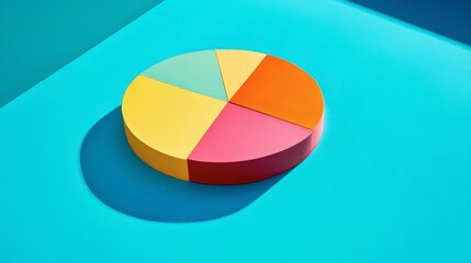 Obraz premium Colorful Pie Chart on Vibrant Blue Surface for Visual Data Presentation