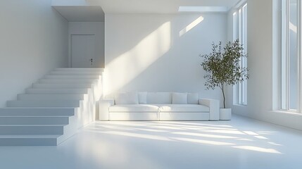 Fototapeta premium Minimalist White Apartment Interior