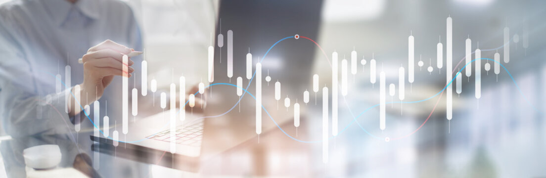 Trading and Financial Market Analysis on a Wide Banner, Business and Technology Concept.