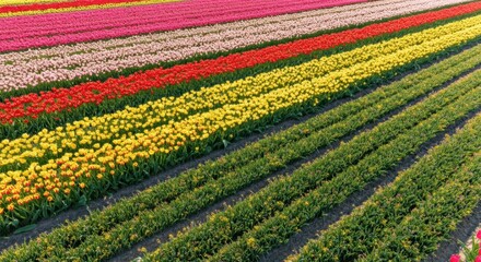Vibrant tulip fields in bloom showcasing nature's beauty