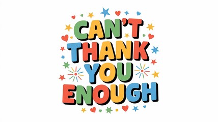 Colorful Thank You Message with Stars and Hearts for Appreciation