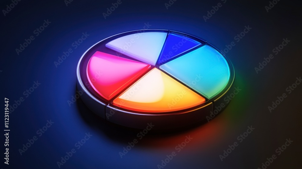 Poster colorful illuminated circular game panel with dynamic led lights