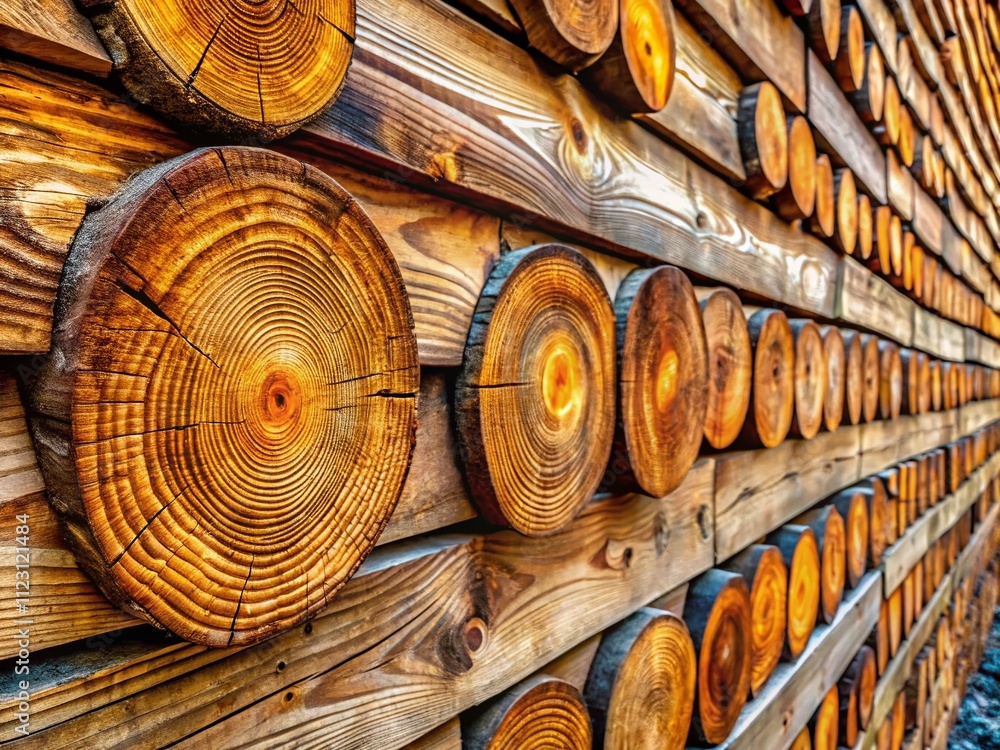 Poster urban exploration of wooden texture lining boards wall showcasing unique growth rings and natural pa