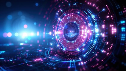 A blue and orange circle with the word "there is text" in red