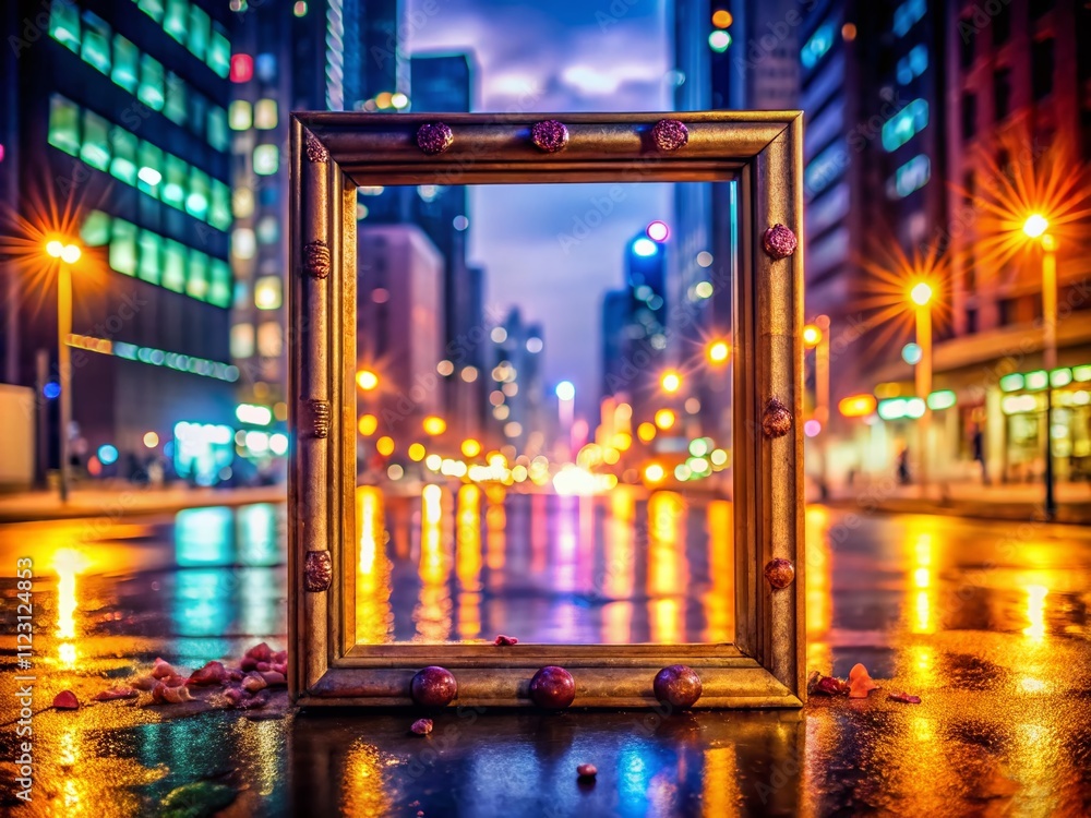 Poster urban exploration photography frame mockup with subdued lighting and even illumination for generativ