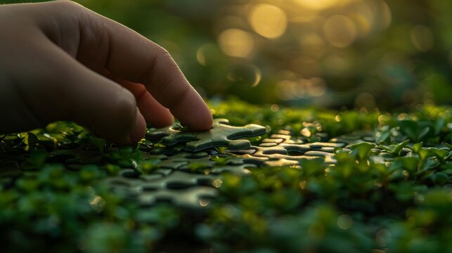 Connecting jigsaw puzzle pieces to represent collaborative efforts in sustainable urban development