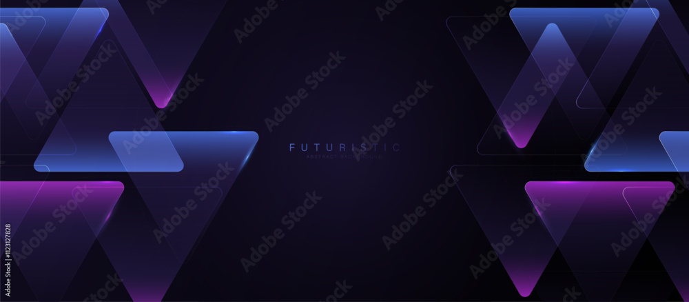 Poster futuristic abstract background with neon triangles