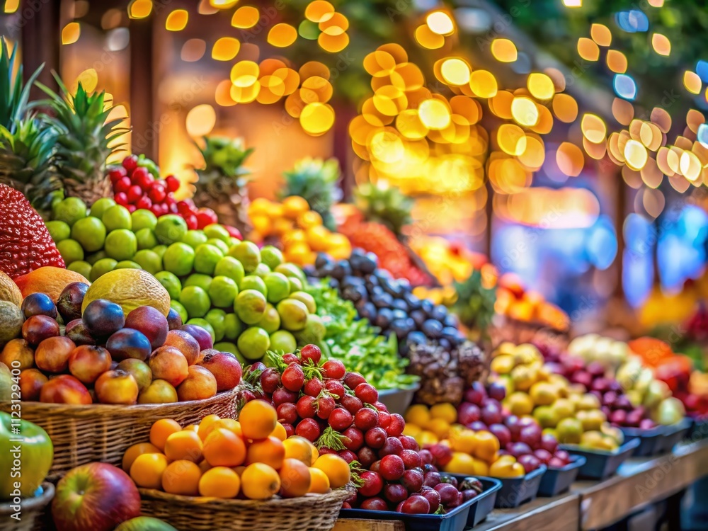 Poster vibrant and colorful fruit market stall display capturing the essence of fresh produce with a beauti