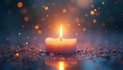 Soft Candlelight with Floating Symbols of Hope