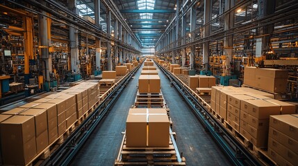 Obraz premium Efficient Production Line in Warehouse Setting