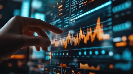 A Hand Interacting with a Digital Data Display