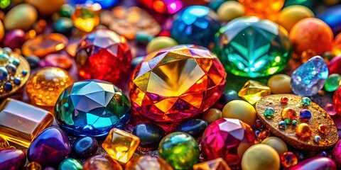 Vibrant Close-Up of Colorful Jewel Textures and Patterns Showcasing the Beauty of Gemstone Jewelry in Stunning Food Photography Style for Captivating Visuals