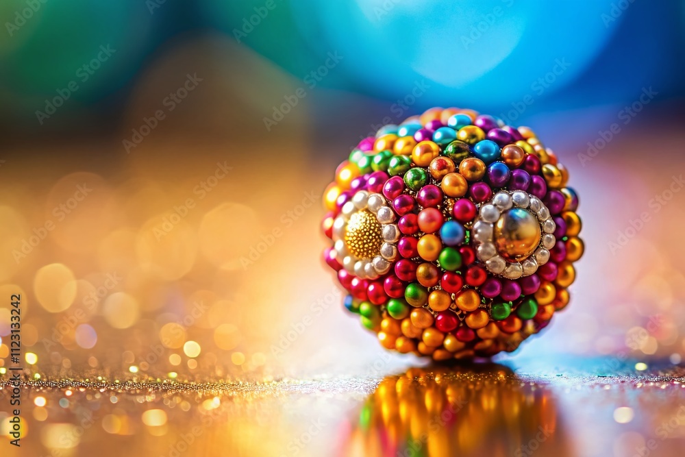 Poster vibrant colored bead isolated on a soft background with rule of thirds composition for a striking vi