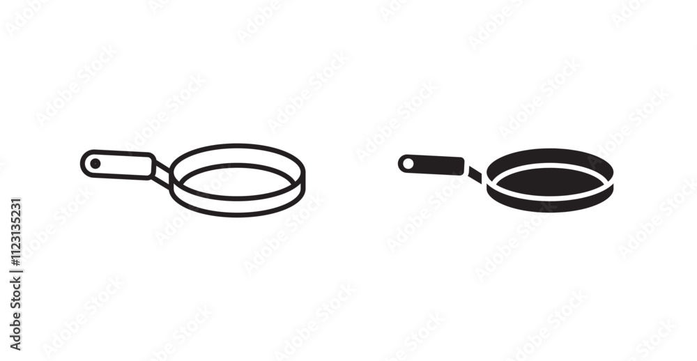 Poster frying pan flat simple vector symbols illustration.