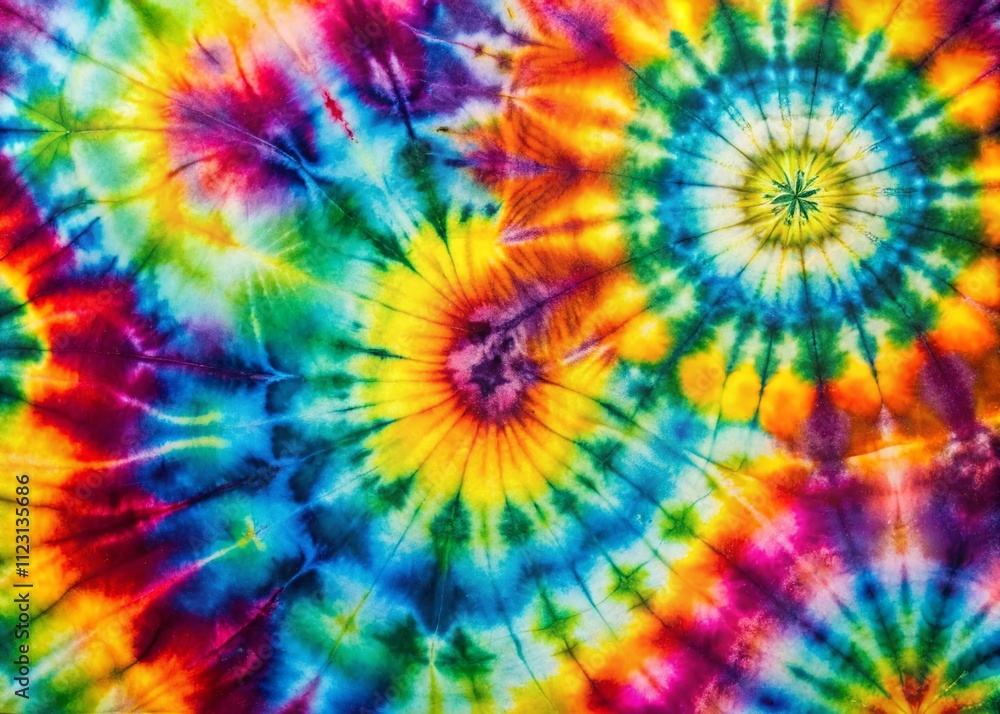 Aufkleber vibrant double exposure of tie-dyed cotton fabric patterns with subtle textures for unique backgroun