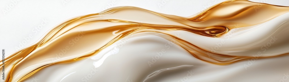 Poster fluid gold and white texture studio setting abstract design close-up