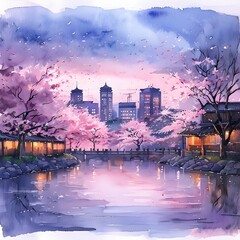 Obraz premium Whispering Waters and Sakura at Kyoto's Maruyama Park