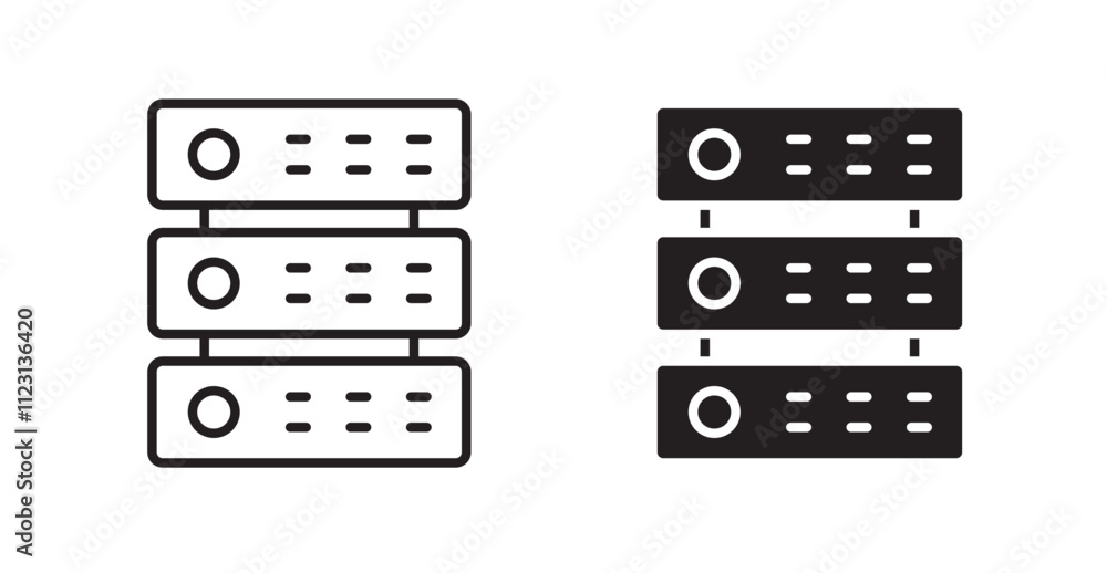 Poster server rack flat simple vector symbols illustration.