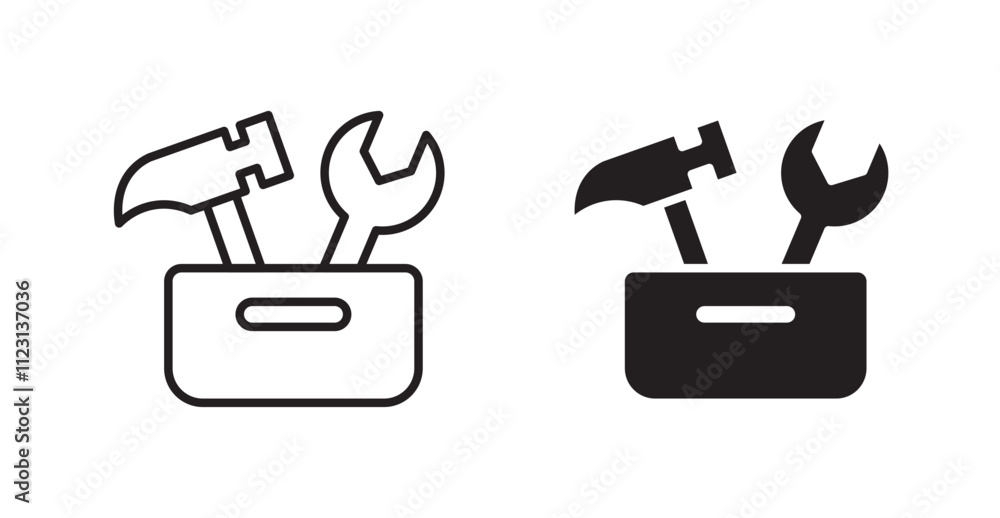 Poster toolbox flat simple vector symbols illustration.