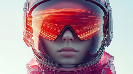 Astronaut in Red Visor: A solitary figure against a teal backdrop and Crimson Void: An astronaut's silent journey into the unknown depths of space