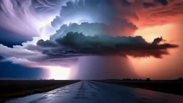 Intense thunderstorm with dramatic lightning strikes