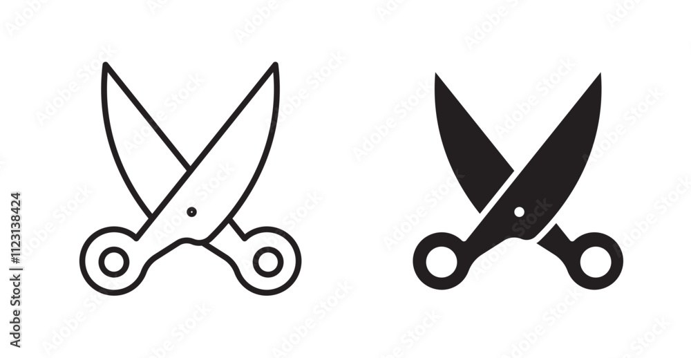 Aufkleber scissors flat simple vector symbols illustration.