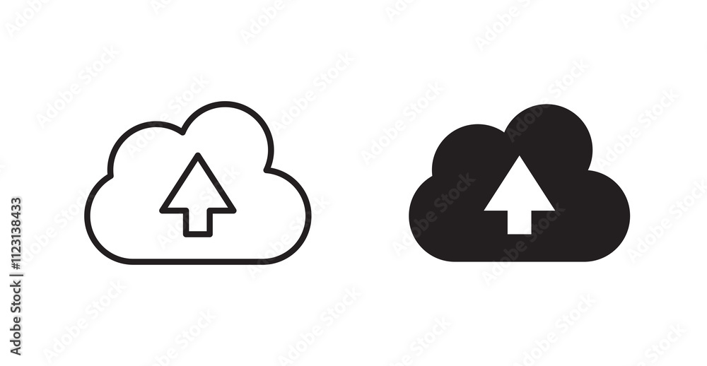 Aufkleber cloud upload flat simple vector symbols illustration.