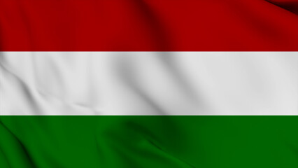 Obraz premium Hungary Realistic waving flag background. Hungary Independence Day flag icon. Seamless looping animation render image. Waving colorful realistic my country flag graphics photos.
