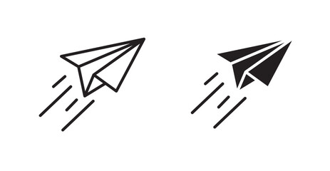 Paper plane flat simple vector symbols illustration.