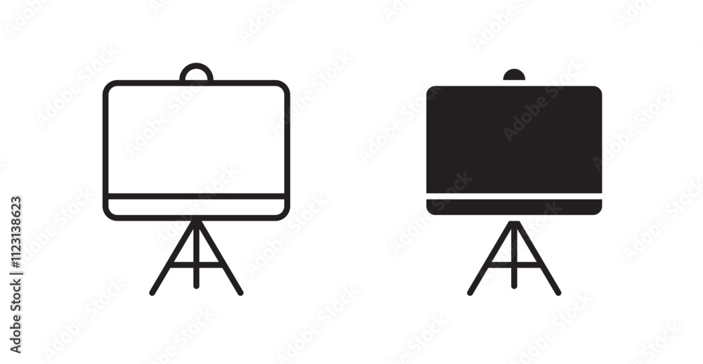 Poster presentation screen flat simple vector symbols illustration.