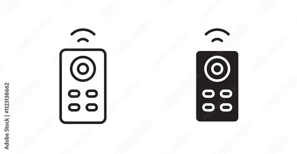 Poster remote control flat simple vector symbols illustration.