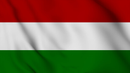 Obraz premium Hungary Realistic waving flag background. Hungary Independence Day flag icon. Seamless looping animation render image. Waving colorful realistic my country flag graphics photos.