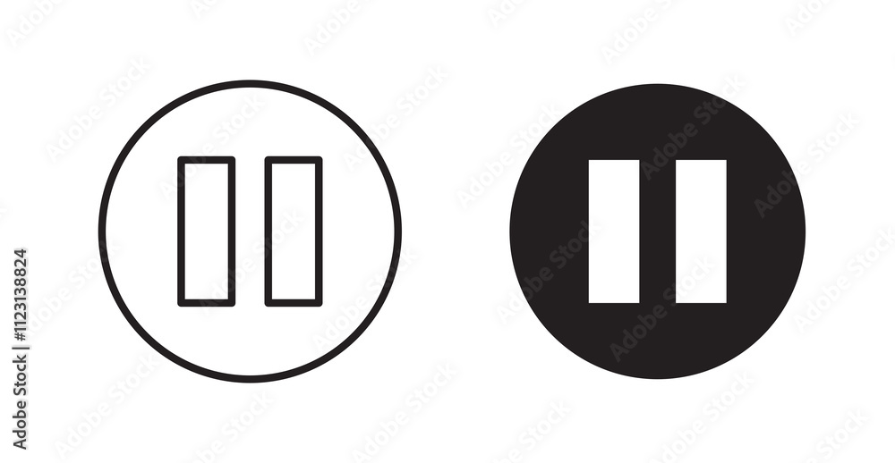 Poster Pause button flat simple vector symbols illustration.