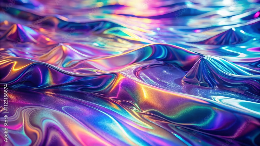 Aufkleber vibrant grainy iridescent holographic gradient background with psychedelic colorful patterns for mod