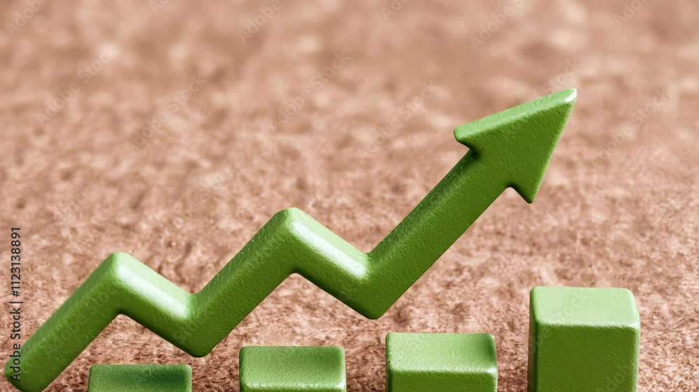 Poster a green graph symbolizing growth and success in business with upward trends and rising statistics.