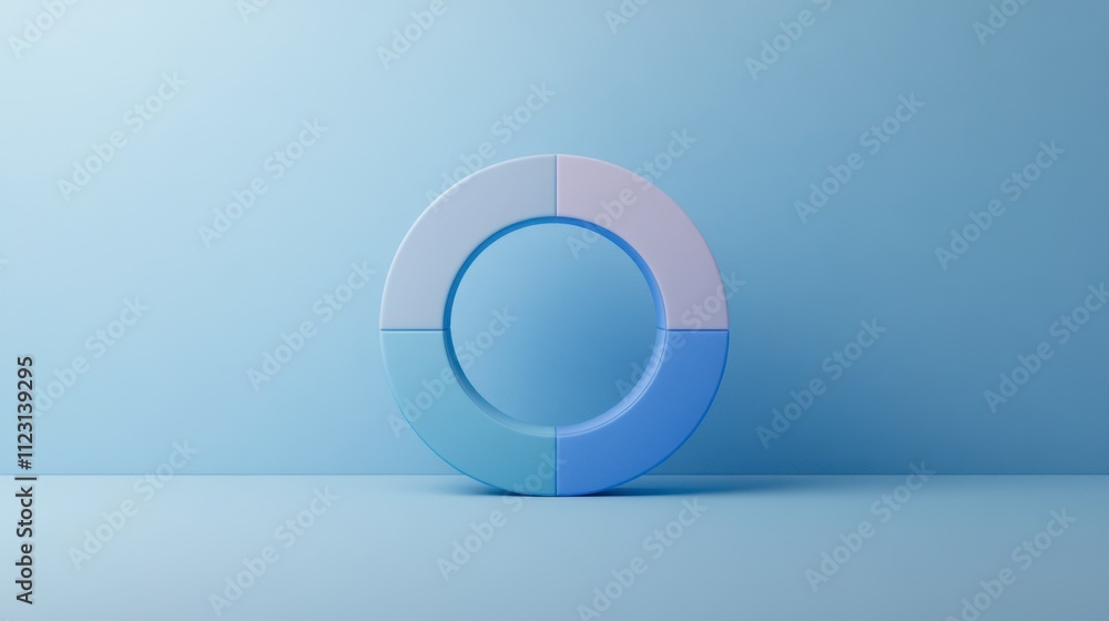 Poster abstract circular shape in soft blue tones on minimal background