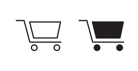 Shopping trolley flat simple vector symbols illustration.
