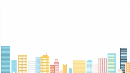 Fototapeta premium City skyline illustration urban landscape graphic design bright colors aerial view modern art
