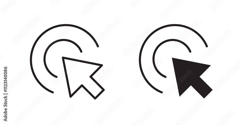 Poster click flat simple vector symbols illustration.