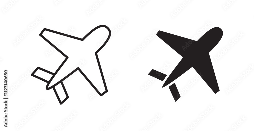 Poster plane flat simple vector symbols illustration.