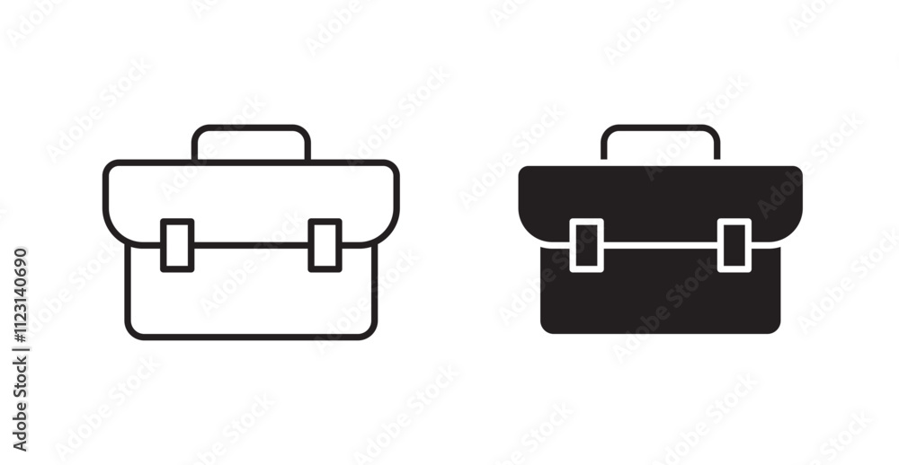 Poster briefcase flat simple vector symbols illustration.