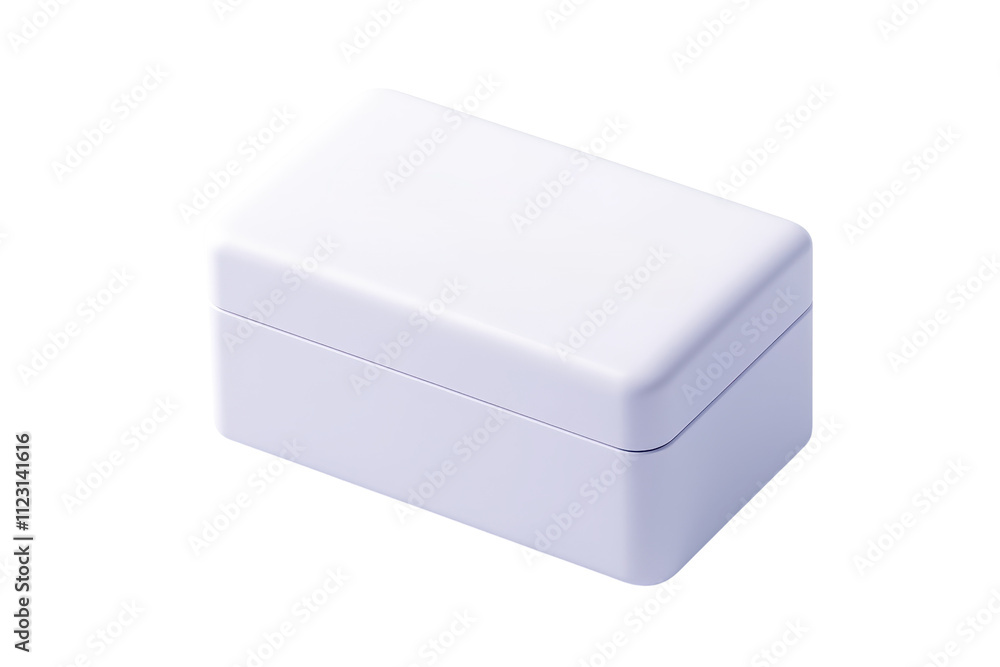 Poster a plain white box with a smooth surface and a hinged lid, designed for storage or packaging.