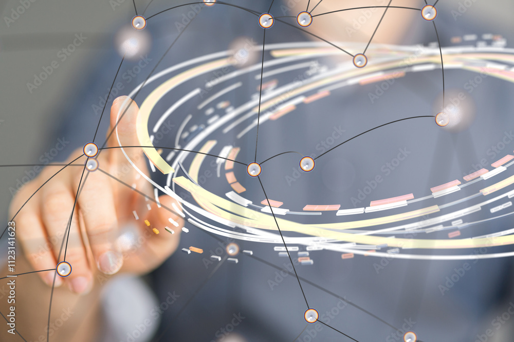 Poster conference Digital Network and data concept 3d