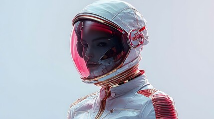 Astronaut in Red Visor: A solitary figure against a teal backdrop and Crimson Void: An astronaut's silent journey into the unknown depths of space