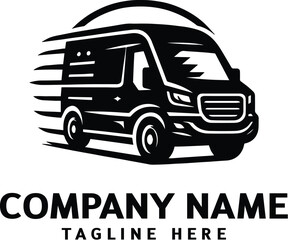 Delivery van logo design template. Travel van logo. Shipping service logo symbol. Fast speed van logo